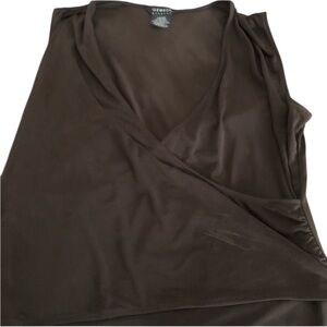 George size large brown faux wrap sleeveless top With stretch